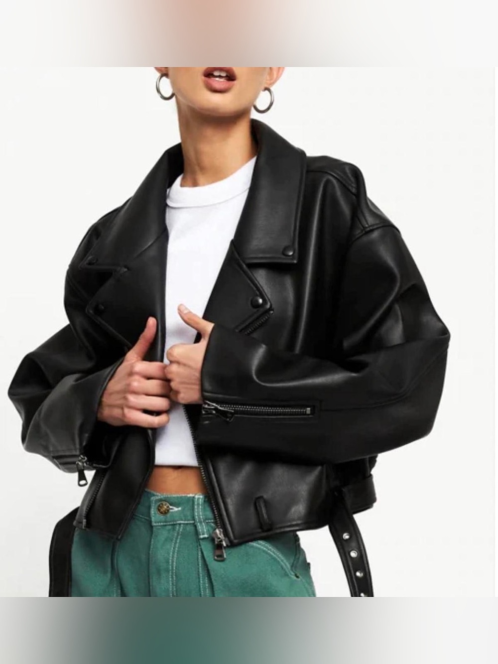 Lioness Revolve Oversized Moto Vegan Leather Jacket Black XS